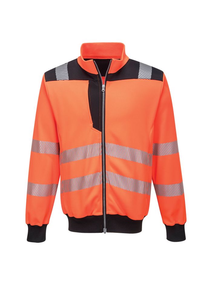 PW3 Hi-Vis Zip Sweatshirt, 4XL, R, Orange/Black