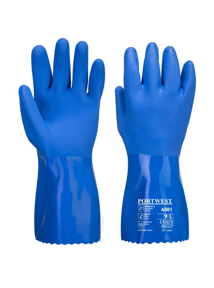 Marine Ultra PVC Chem Gauntlet, L, U, Blue