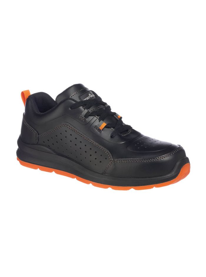 Portwest Compositelite Perforated Safety Trainer S1P, 36, O, Black/Orange