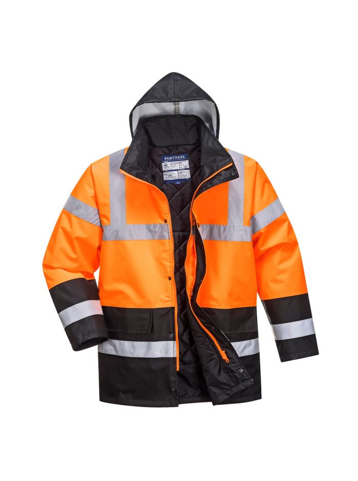 Hi-Vis Contrast Winter Traffic Jacket , L, R, Orange/Black