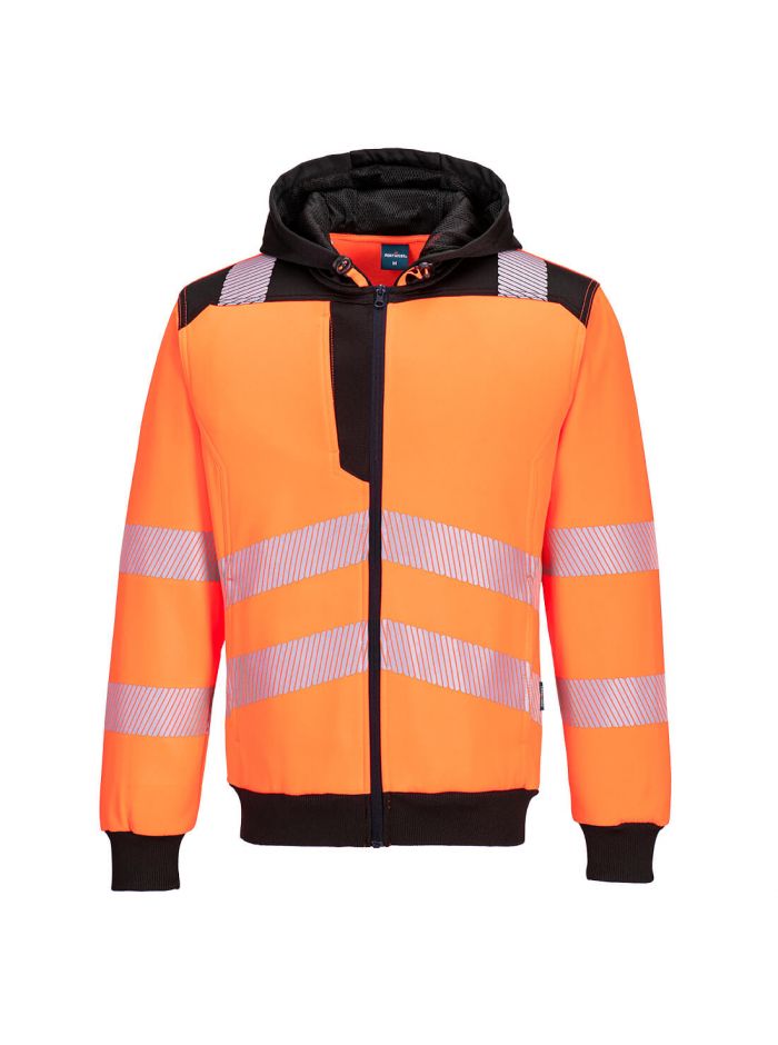 PW3 Hi-Vis Zip Hoodie , 4XL, R, Orange/Black