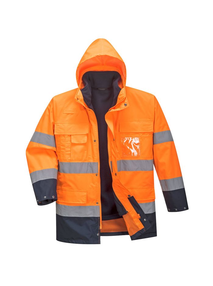 Hi-Vis 3-in-1 Contrast Lite Jacket , L, R, Orange/Navy