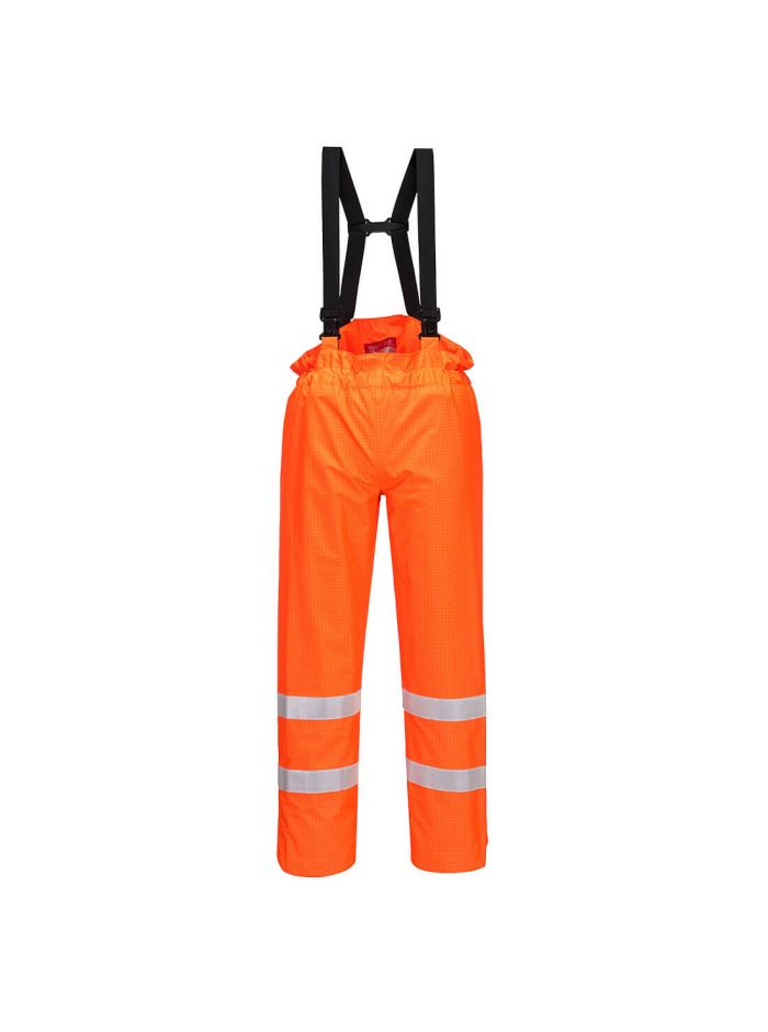 Bizflame Rain Unlined  Hi-Vis Antistatic FR Trousers, L, R, Orange