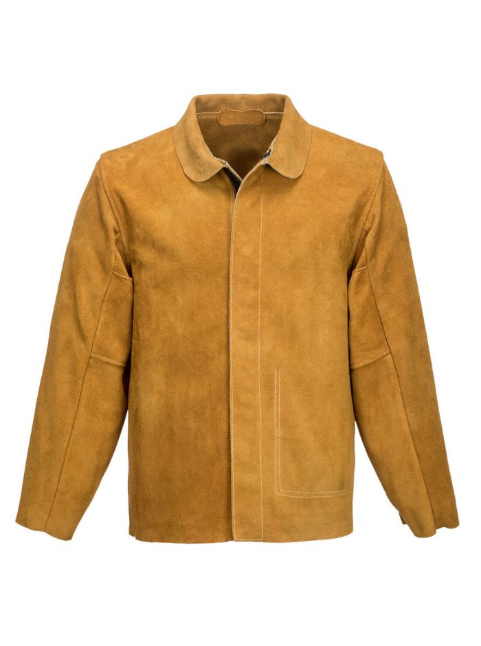 Leather Welding Jacket, L, R, Tan