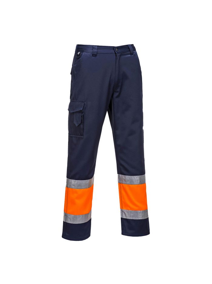 Hi-Vis Contrast Class 1 Service Trousers, L, R, Orange/Navy