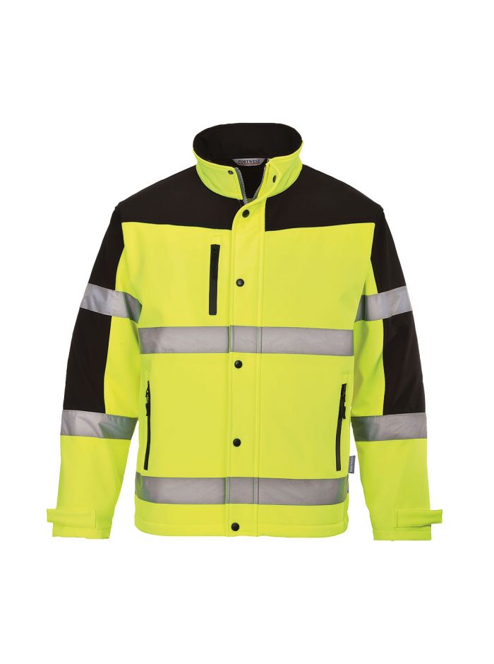 Hi-Vis Contrast Softshell (3L), L, R, Yellow