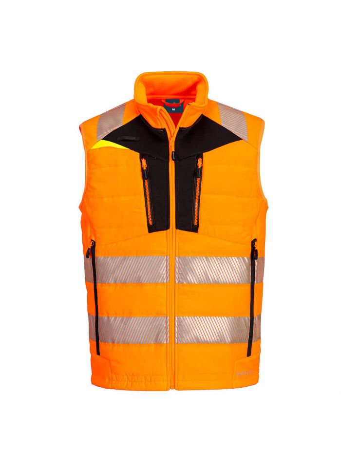 DX4 Hi-Vis Hybrid Baffle Bodywarmer, 4XL, R, Orange/Black