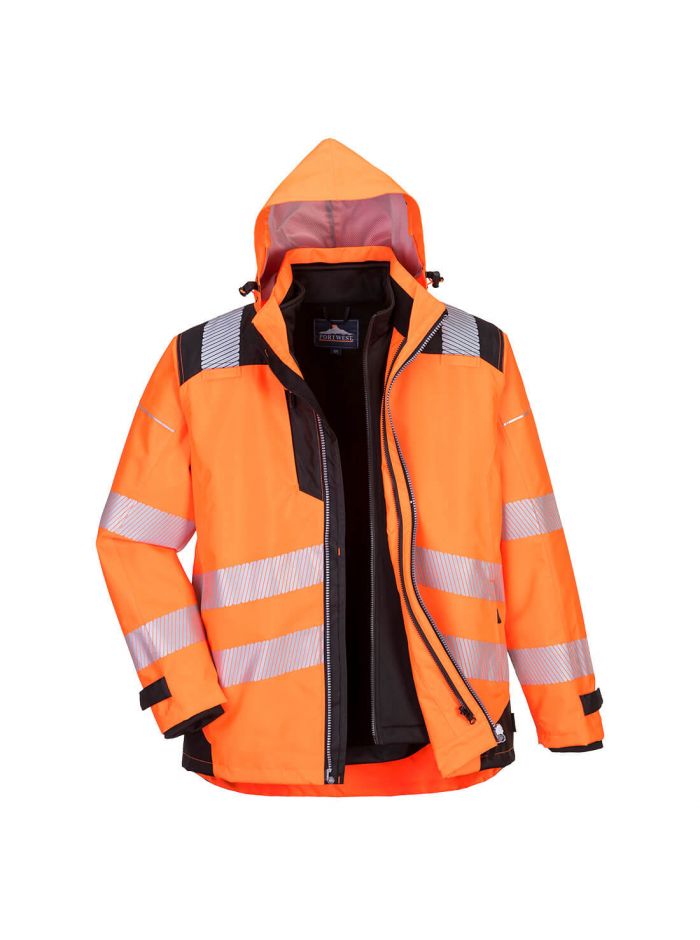 PW3 Hi-Vis 3-in-1 Jacket, 4XL, R, Orange/Black