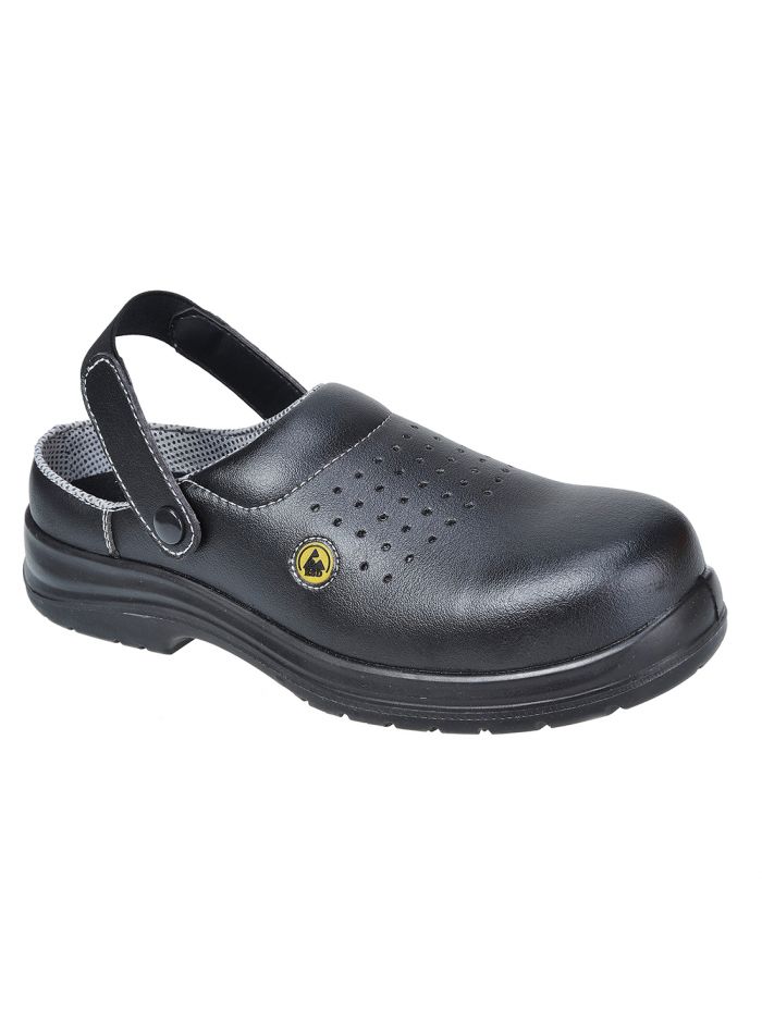 Portwest Compositelite ESD Perforated Safety Clog SB AE, 35, R, Black