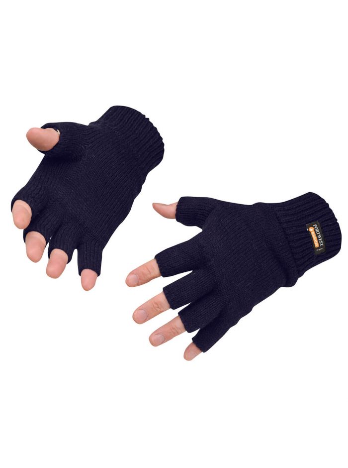 Insulated Fingerless Knit Glove, , R, Navy