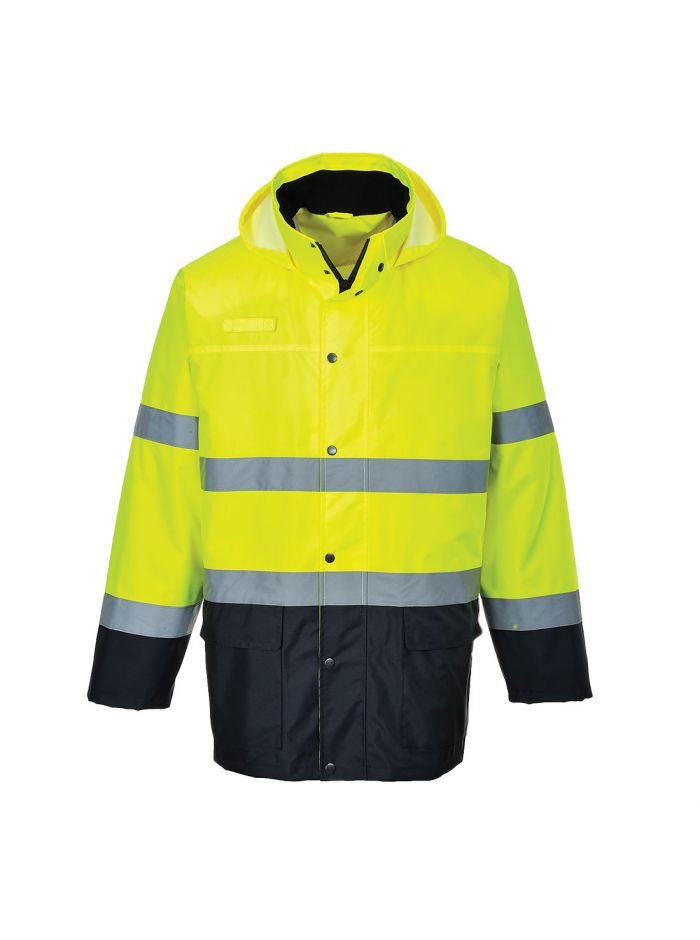 Hi-Vis Contrast Rain Lite Traffic Jacket , L, R, Yellow/Navy