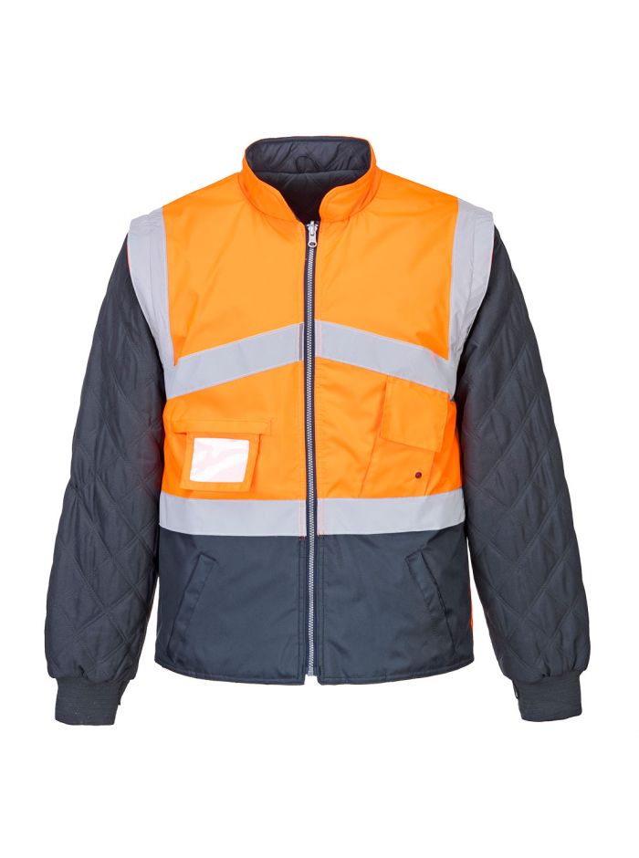 Hi-Vis Breathable 2-in-1 Contrast Reversible Jacket , L, R, Orange/Navy