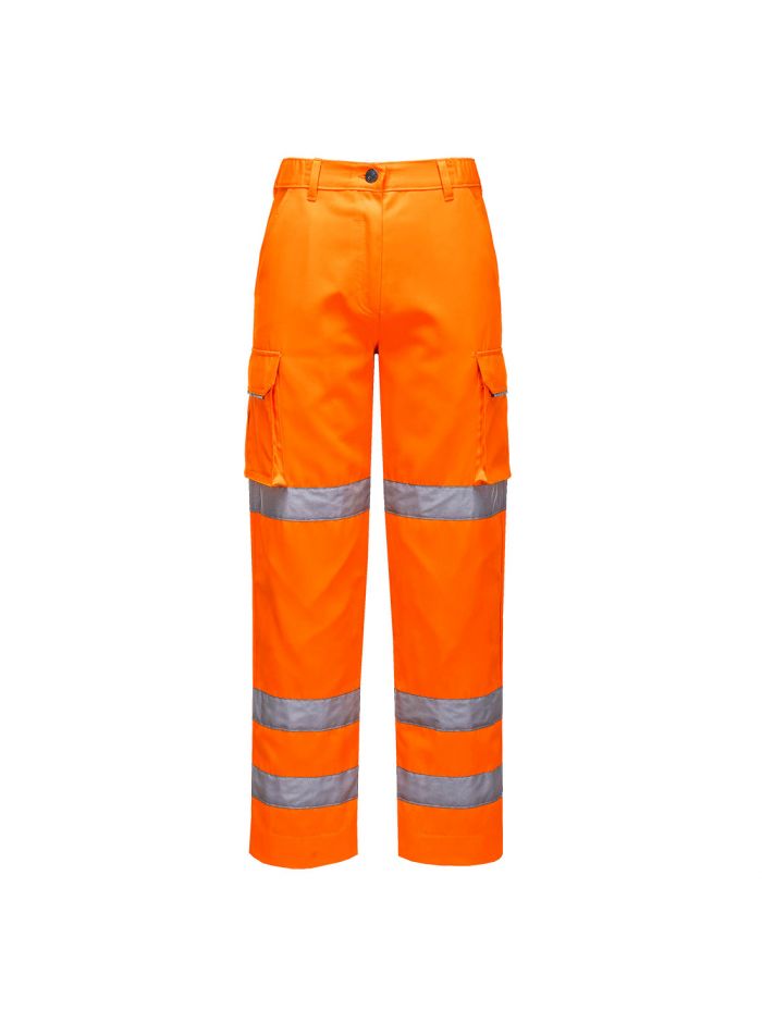 Hi-Vis Women's Three Band Work Trousers, L, R, Orange