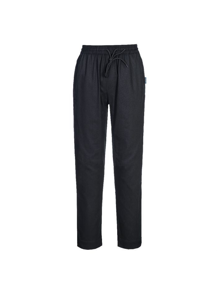 Cotton Mesh Air Chef Trousers, L, R, Black