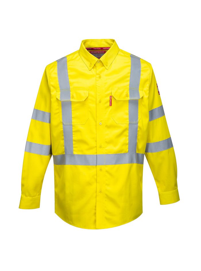 Bizflame 88/12 FR Hi-Vis Shirt, L, R, Yellow