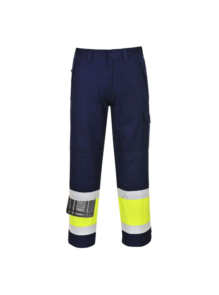 Hi-Vis Modaflame Trousers, L, T, Yellow/Navy Tall