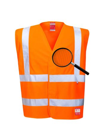 Hi-Vis Anti Static Vest - Flame Resistant, L/XL, R, Orange