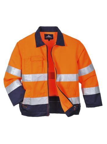 Madrid Hi-Vis Contrast Bomber Jacket , L, R, Orange/Navy