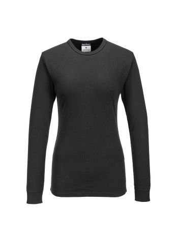 Women's Thermal T-Shirt Long Sleeve, L, R, Black