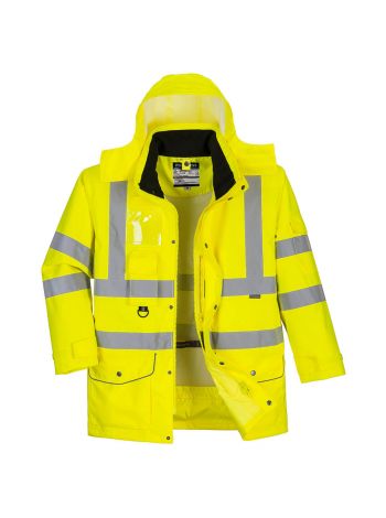 Hi-Vis Breathable 7-in-1 Traffic Jacket , 4XL, R, Yellow