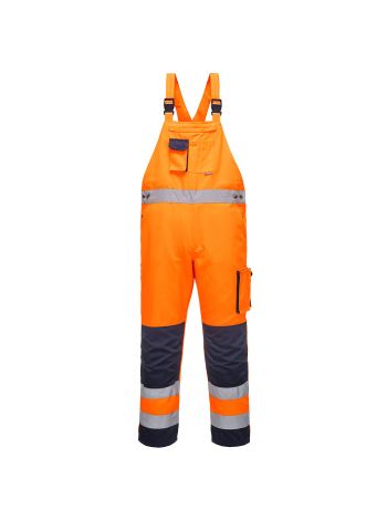 Dijon Hi-Vis Contrast Work Bib and Brace, L, R, Orange/Navy