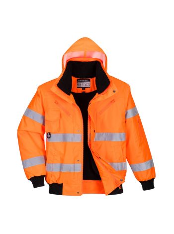 Hi-Vis 3-in-1 Bomber Jacket , L, R, Orange