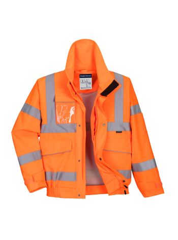 Hi-Vis Extreme Rain Bomber Jacket , L, R, Orange