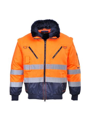 Hi-Vis 3-in-1 Contrast Pilot Jacket , 4XL, R, Orange/Navy