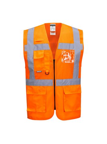 Madrid Hi-Vis Half Mesh Executive Vest , L, R, Orange